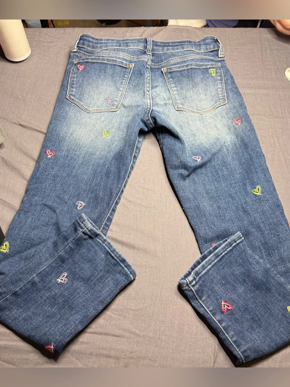 GAP Denim Jeans with Colorful Heart Embroidery